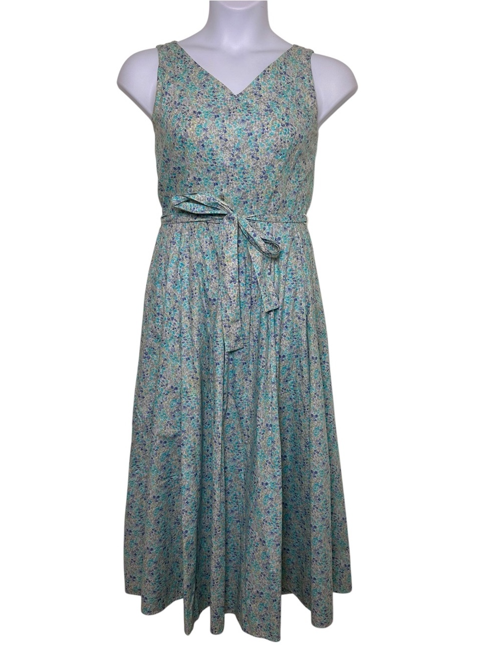 Laura Ashley vintage sleeveless floral a line dress size 10 90s cottagecore